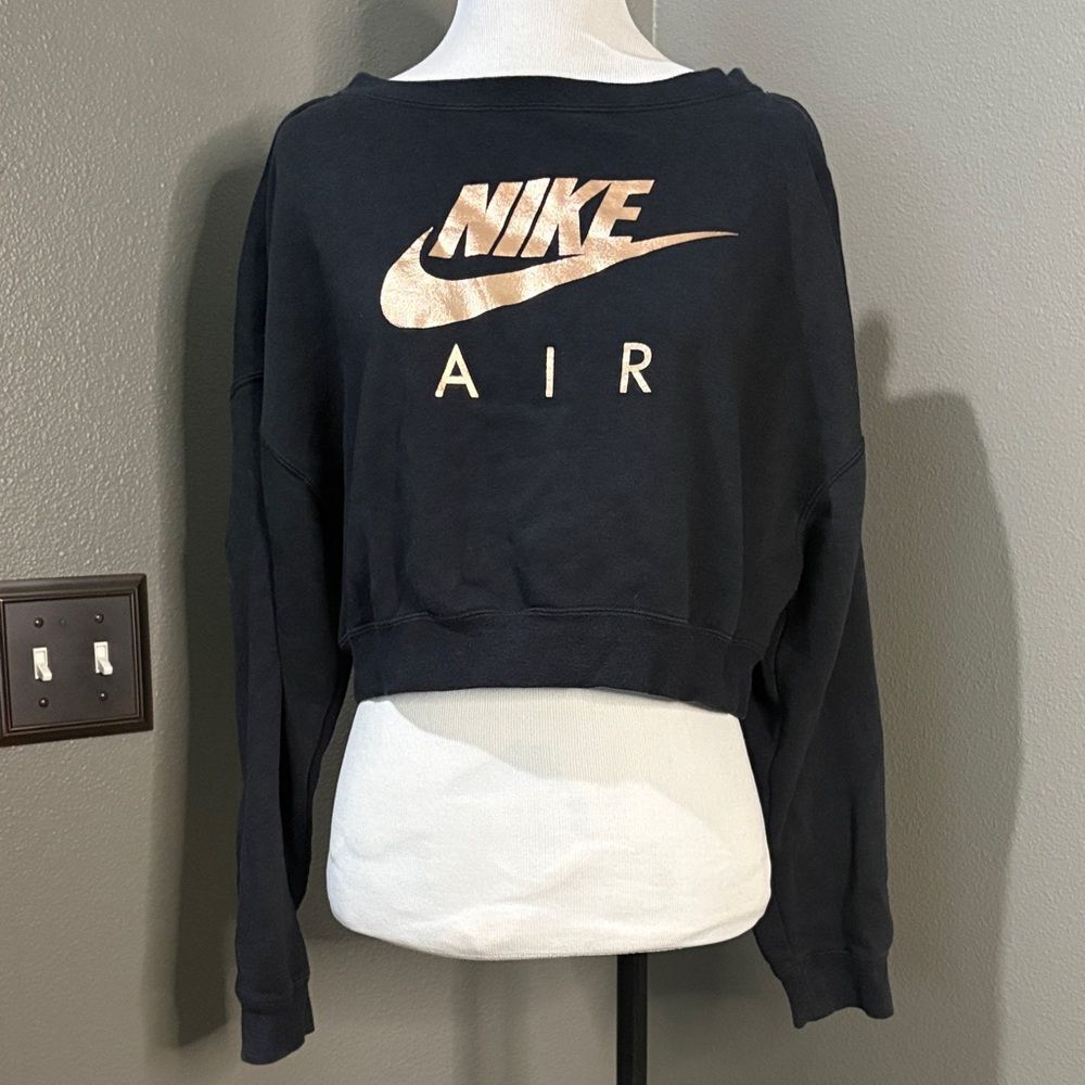Nike Women's Black and Gold Air Sweatshirt